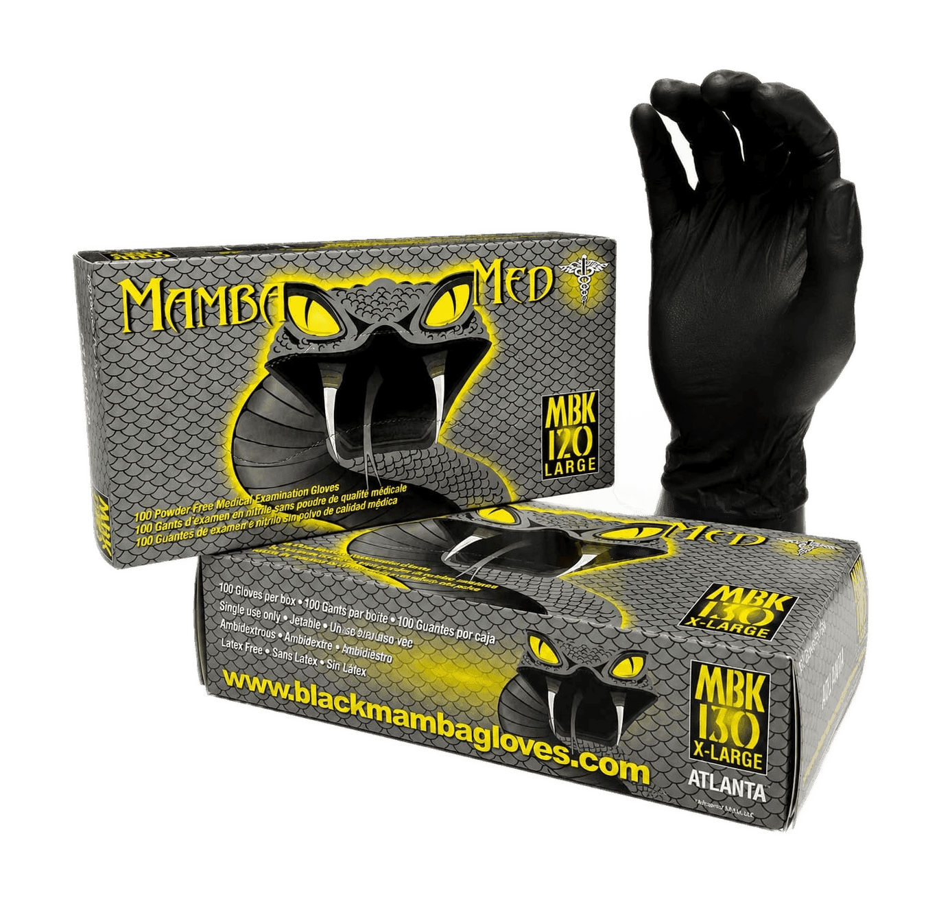 Black Mamba Nitrile Disposable Gloves (Box of 100) - Extra Large - Black