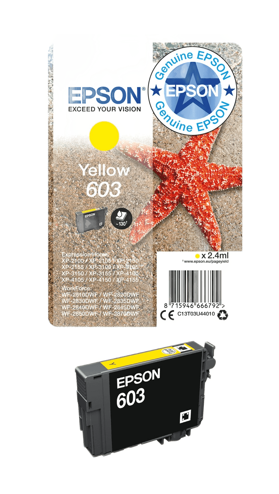 Epson 603 Yellow Starfish Ink Cartridge