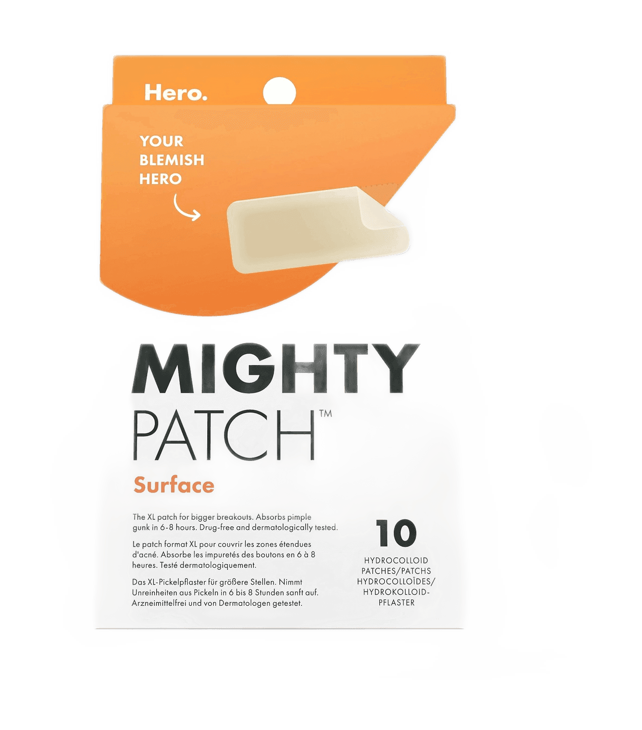 Hero Cosmetics Mighty Patch Surface Spot Patches, 10 Hydrocolloid Acne Patches