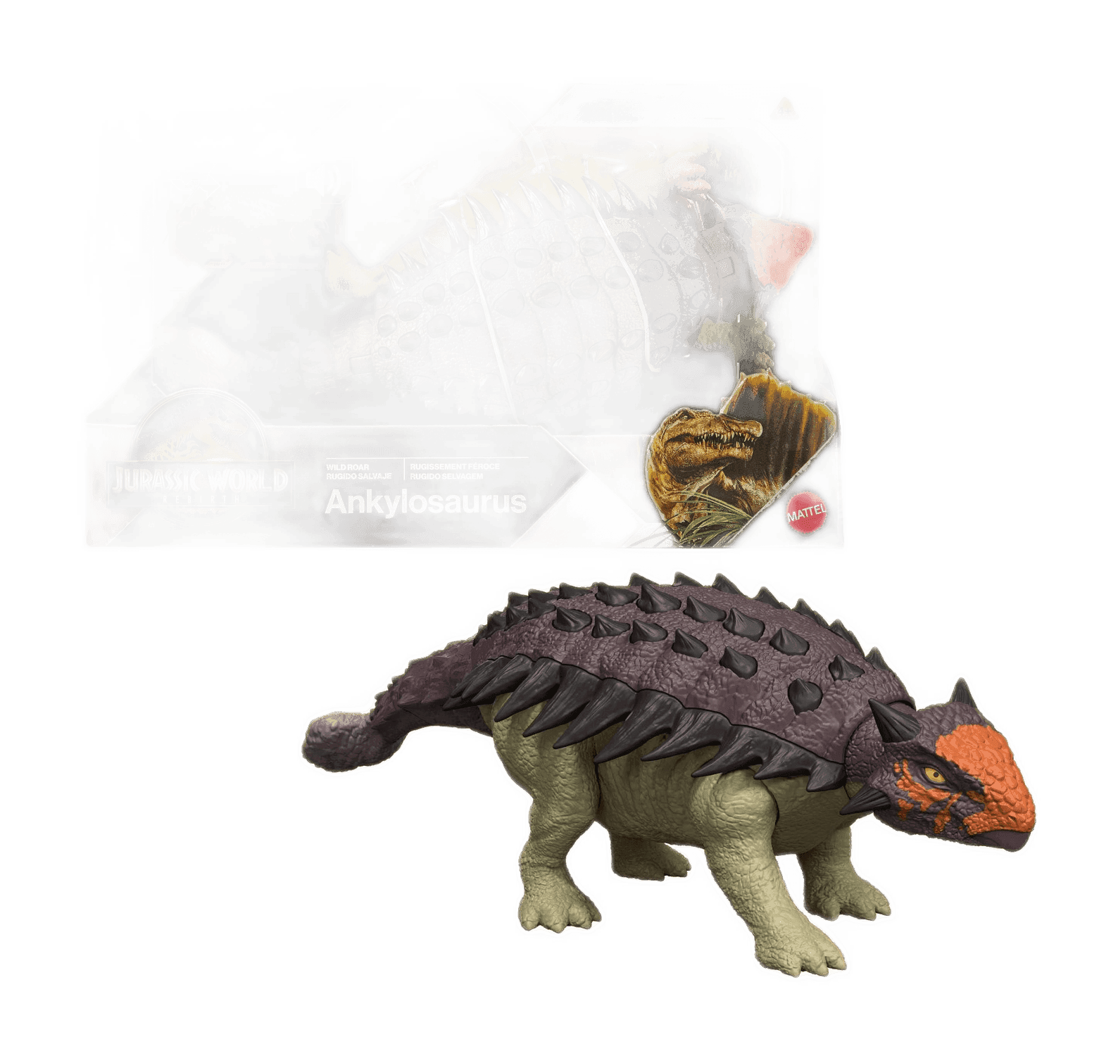 Mattel Jurassic World Rebirth Wild RoarAnkylosaurus Dinosaur Toy, Tail Attack Motion &Sound - JBG90