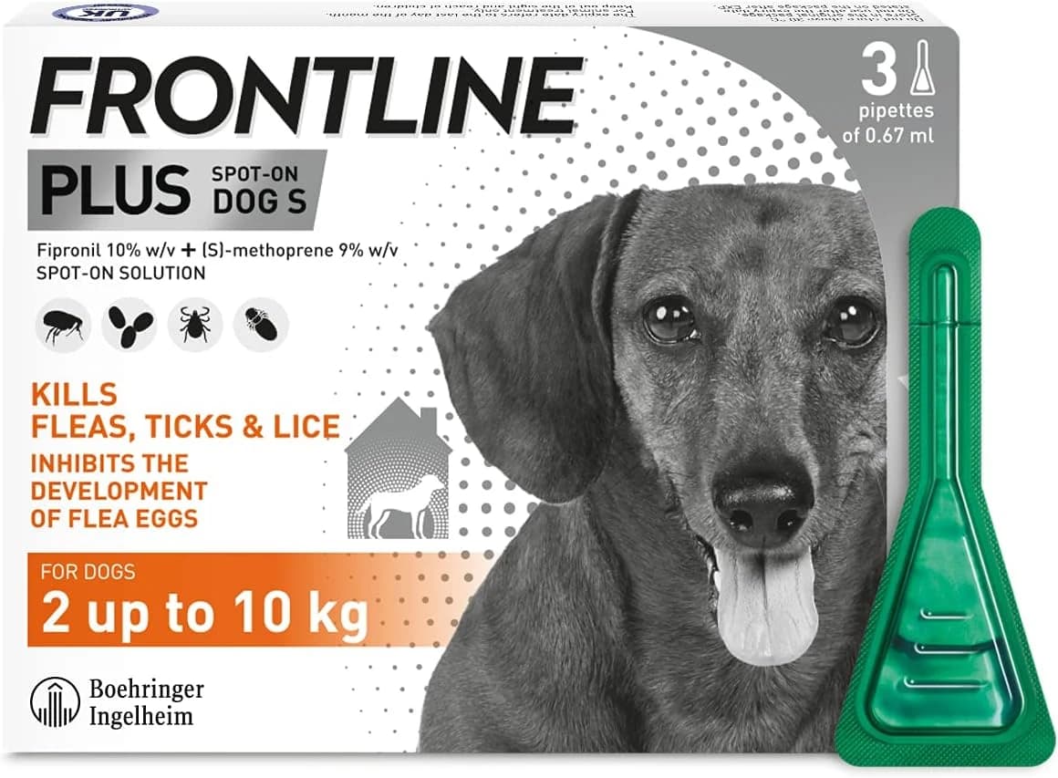 FRONTLINE Plus Spot On Flea & Tick Treatment for Small Dog (2-10kg) - 3 Pipettes