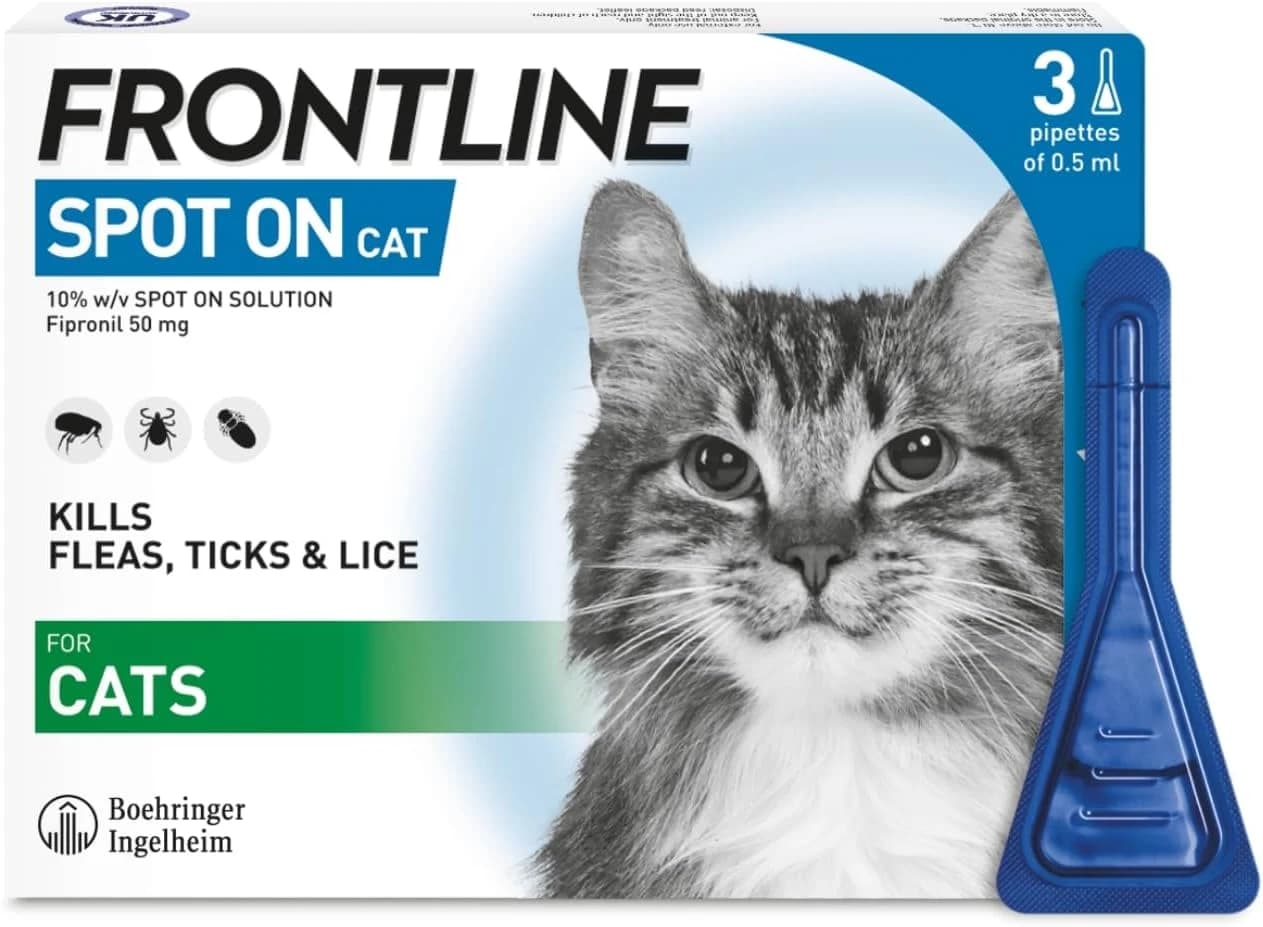 FRONTLINE Spot-On Flea & Tick Treatment for Cats and Ferrets - 3 Pipettes