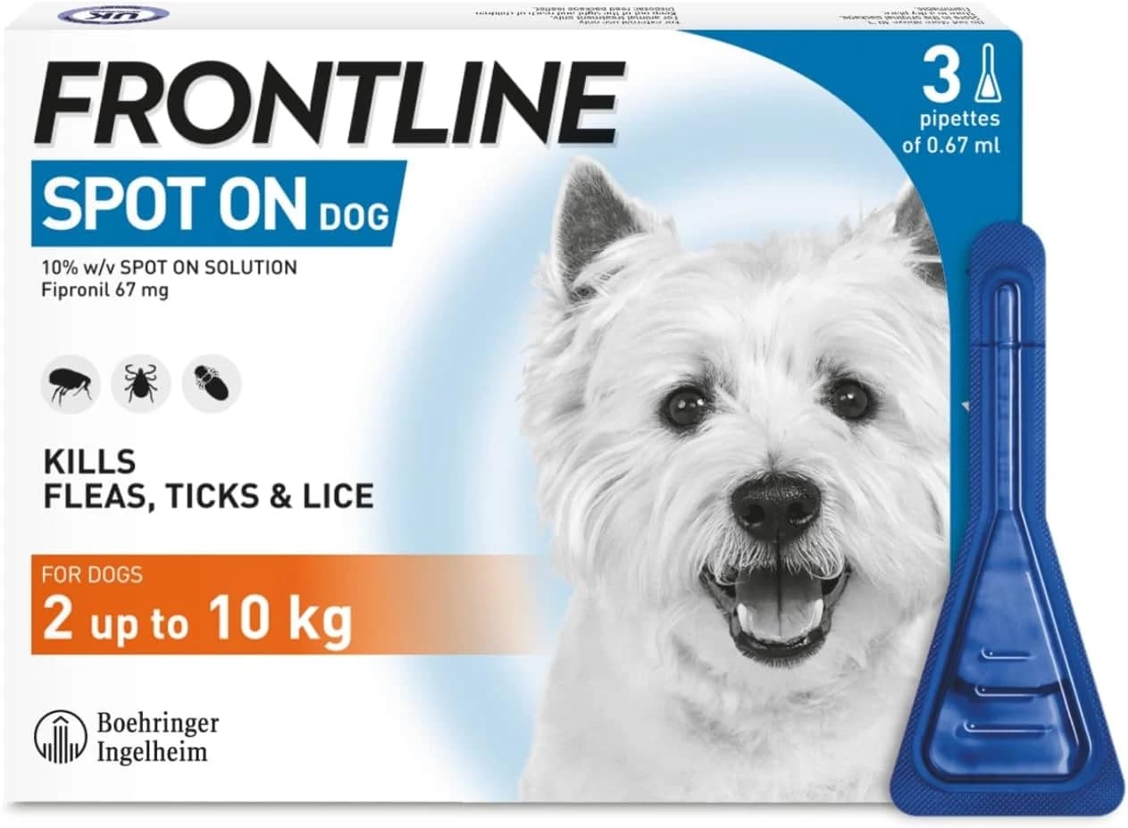 FRONTLINE Spot On Flea & Tick Treatment for Small Dog (2-10kg) - 3 Pipettes