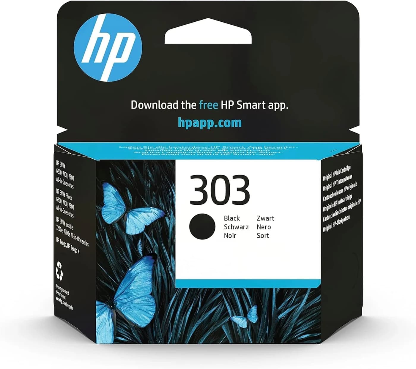 HP 303 Black Original Ink Cartridge, T6N02AE, 1 Pack