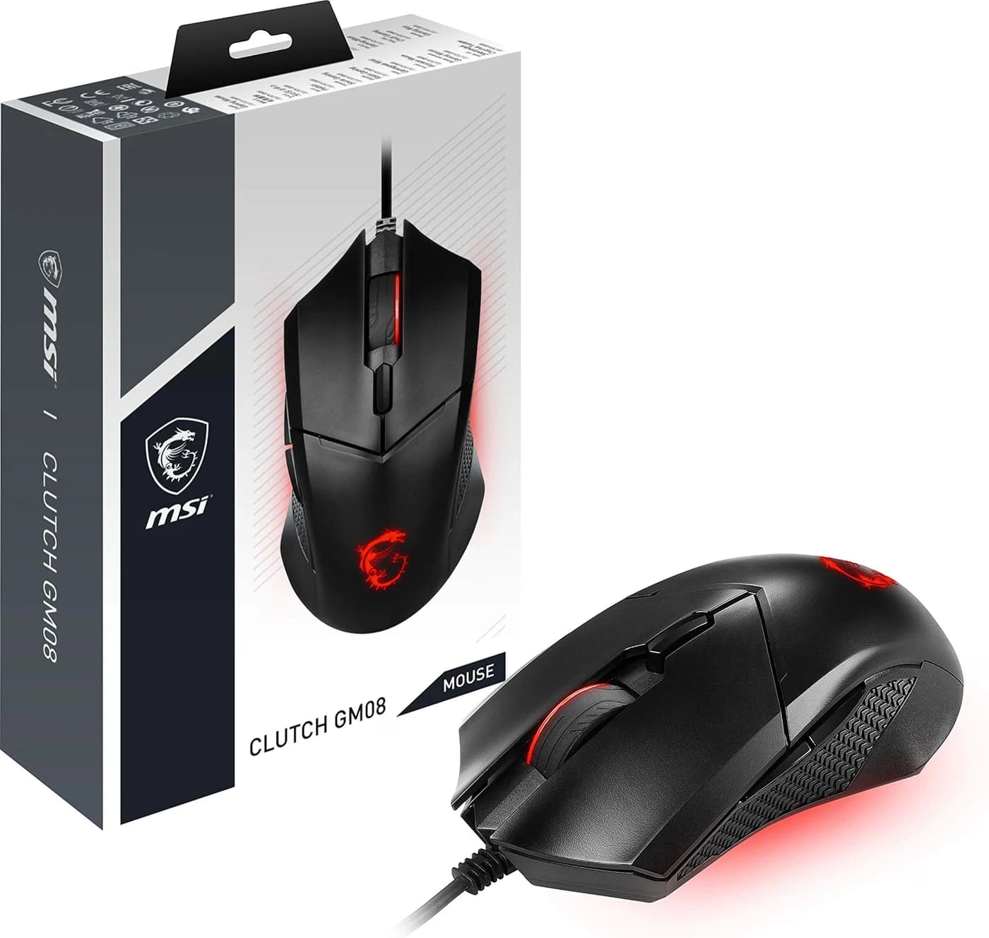 MSI Clutch GM08 Wired Gaming Mouse - Black