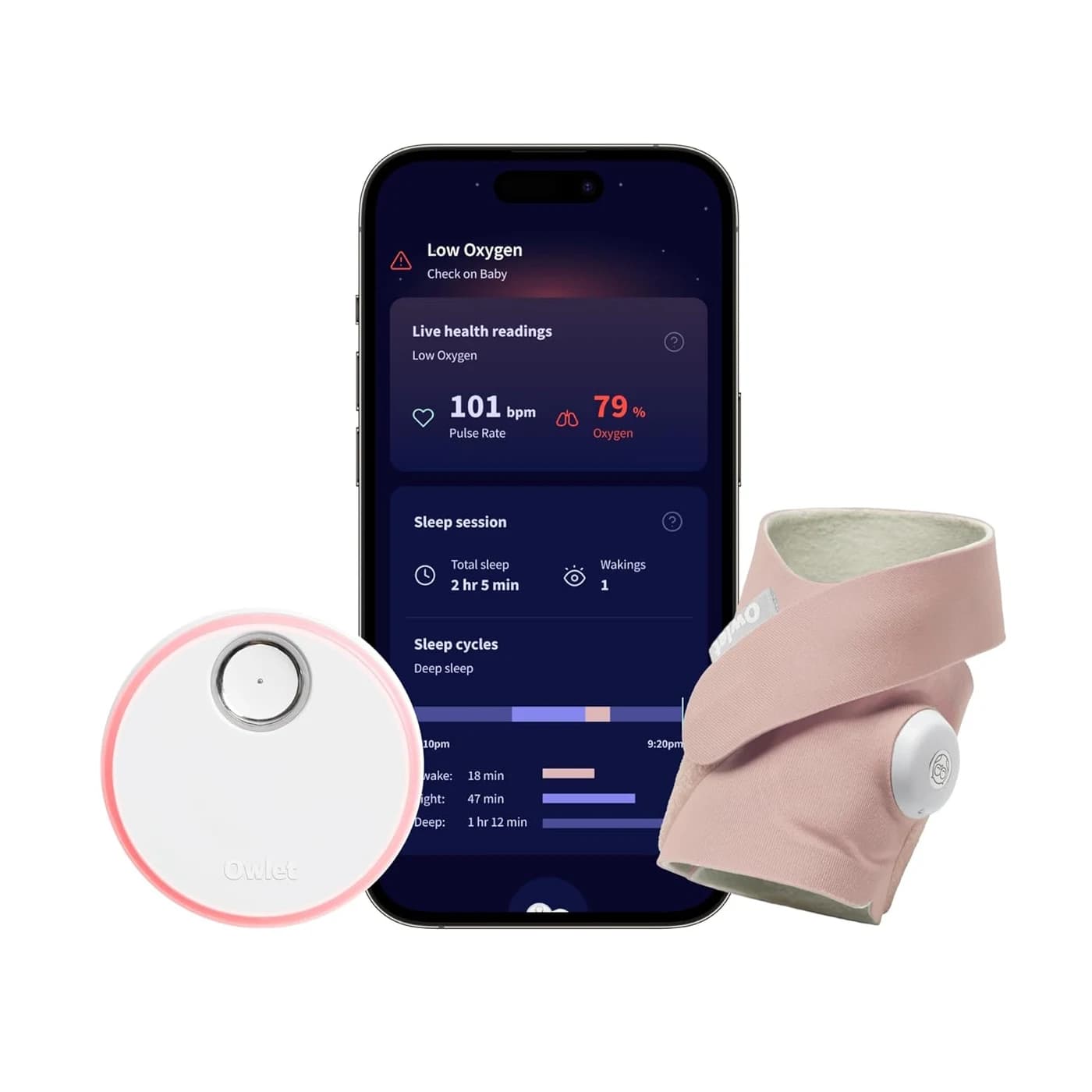 Owlet Dream Sock Smart Baby Monitor - Rose