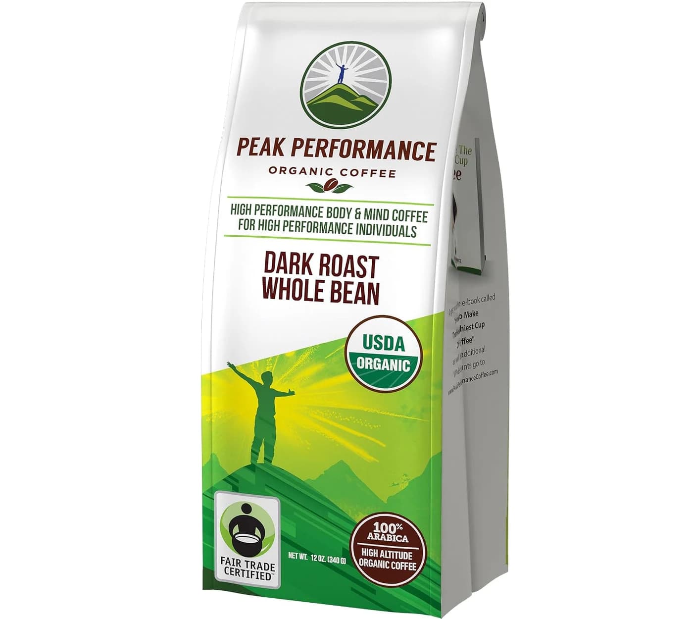 Peak Performance Organic Coffee, Dark Roast Whole Bean, 340 g
