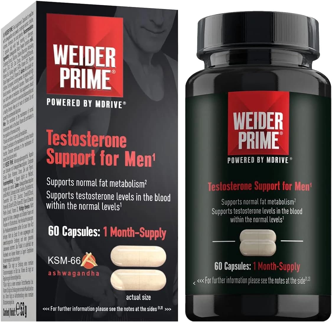 Weider Prime Testosterone Support for Men, 60 Capsules